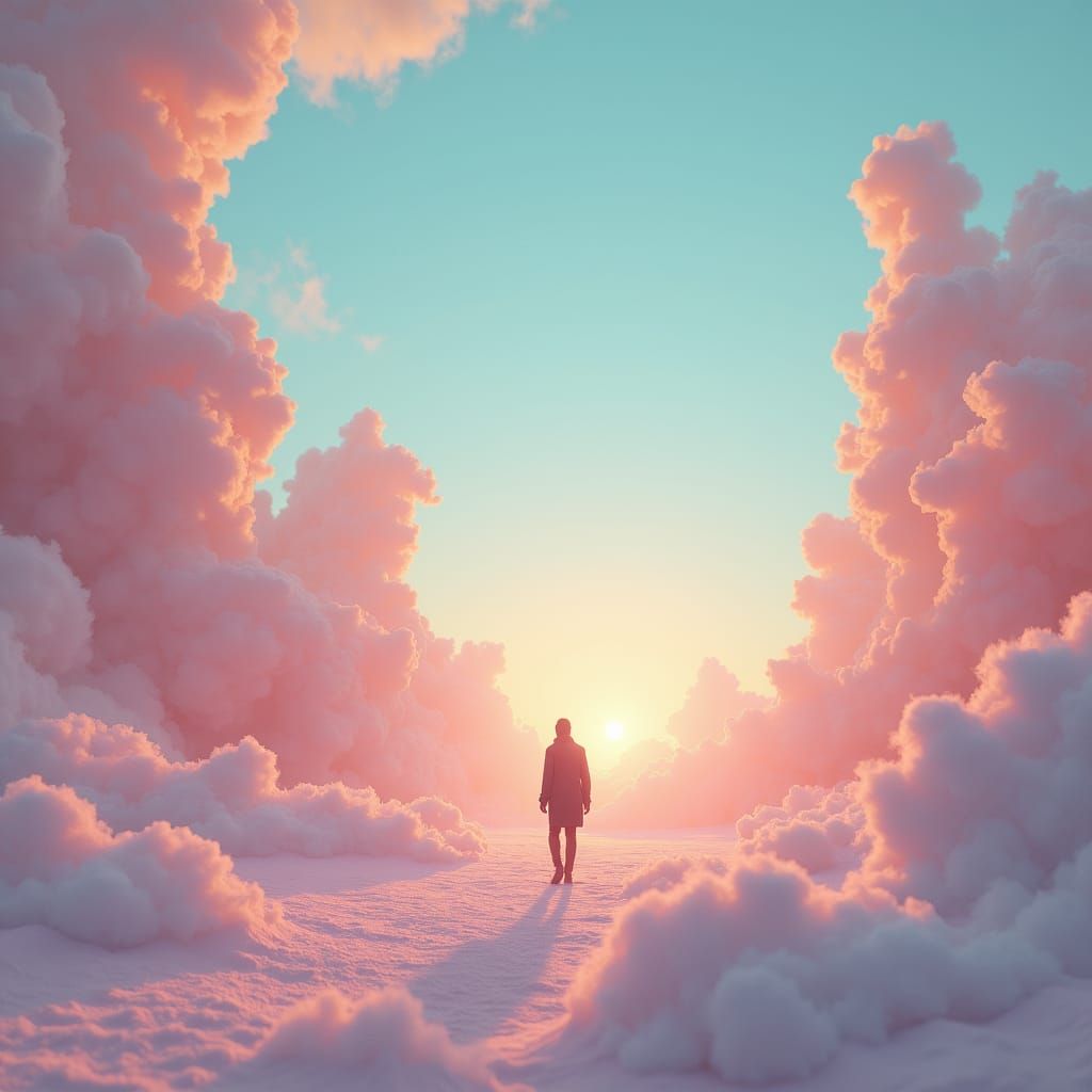 Infinite Horizon: Ethereal Figure in Digital Art Style