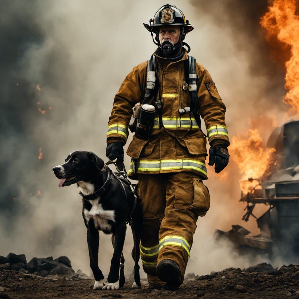 Brave Firefighter Saves Dog From Burning Building