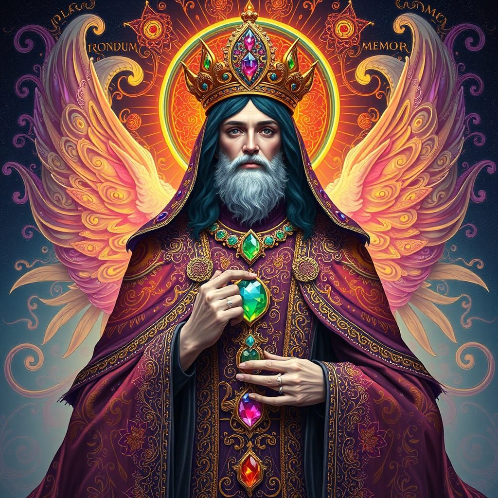 Regal Gemstone Figure in Art Nouveau Style