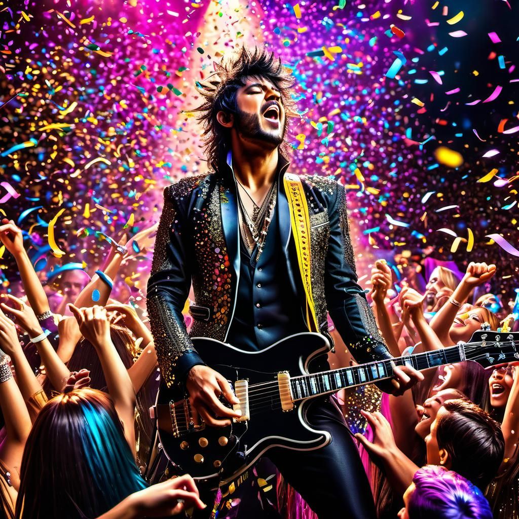 Confetti bomb at a rock concert