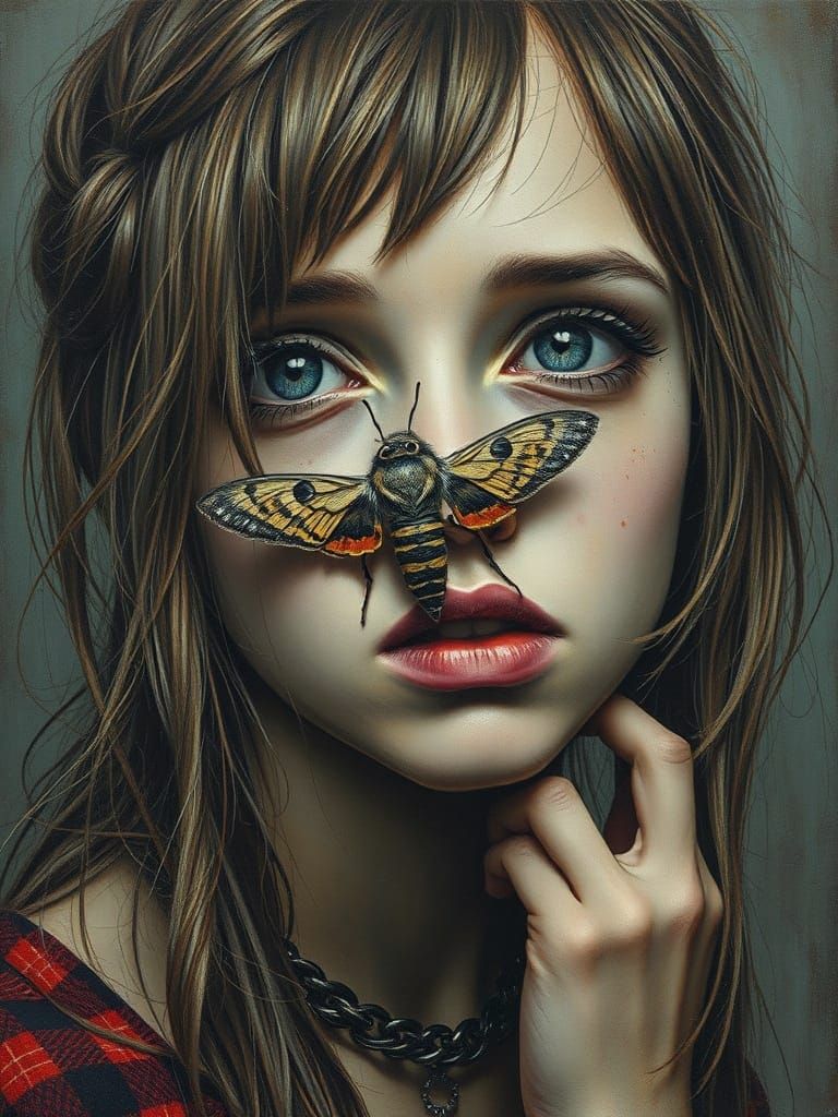 Eerie Punk Girl Portrait in Renaissance Style