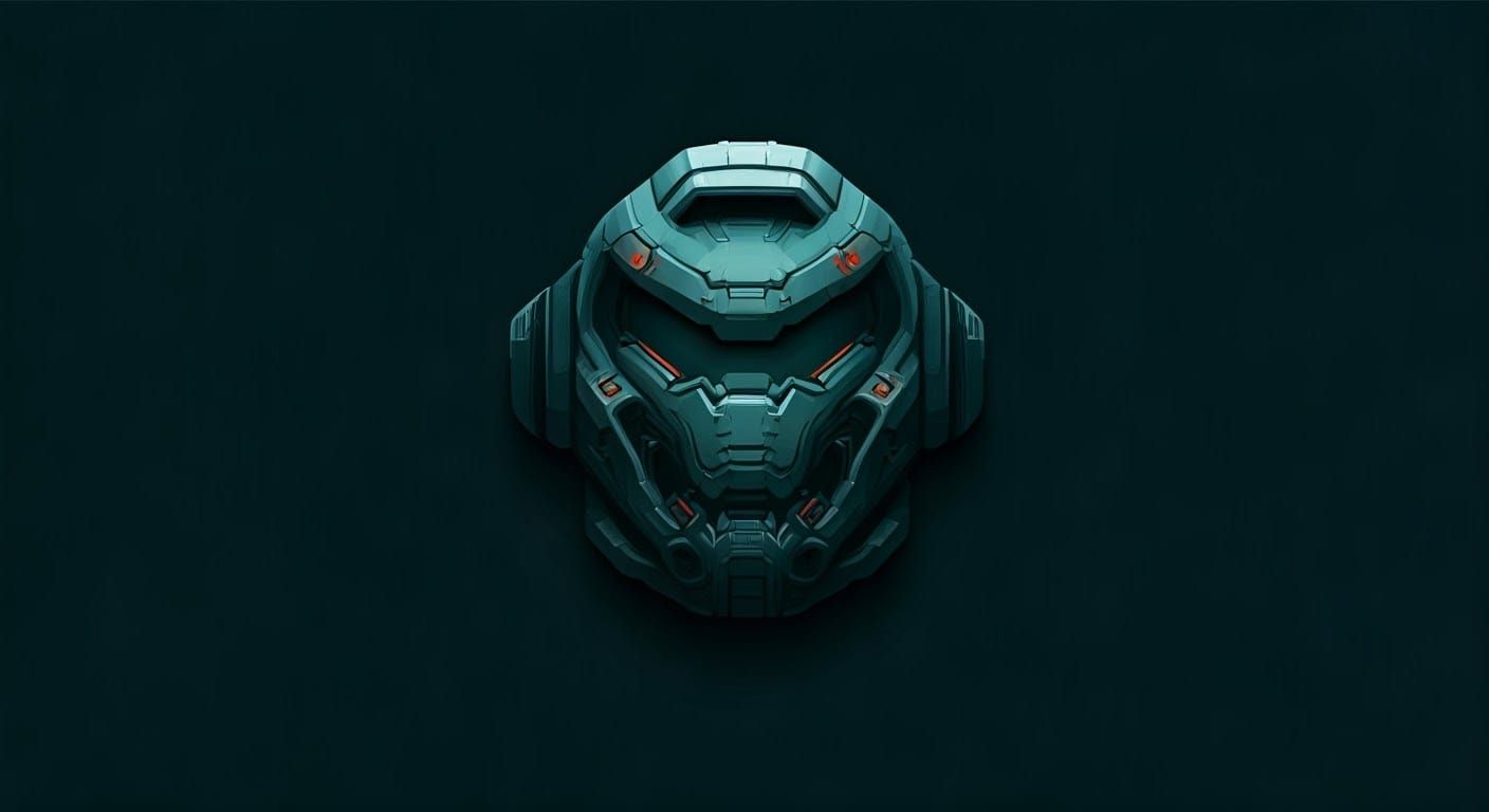 Minimalist Doom Logo in Futuristic Style