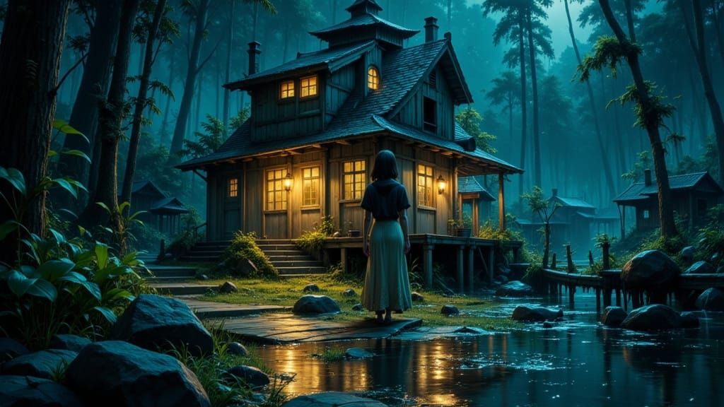 Stormy Bayou Portrait: Dynamic Lighting, Hyperdetailed