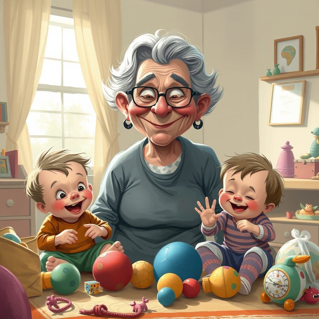 Playful Babysitter in Whimsical Nursery