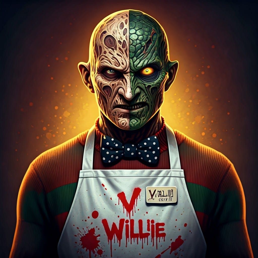 Horrifying Reptilian Freddy Krueger Fine Art Piece