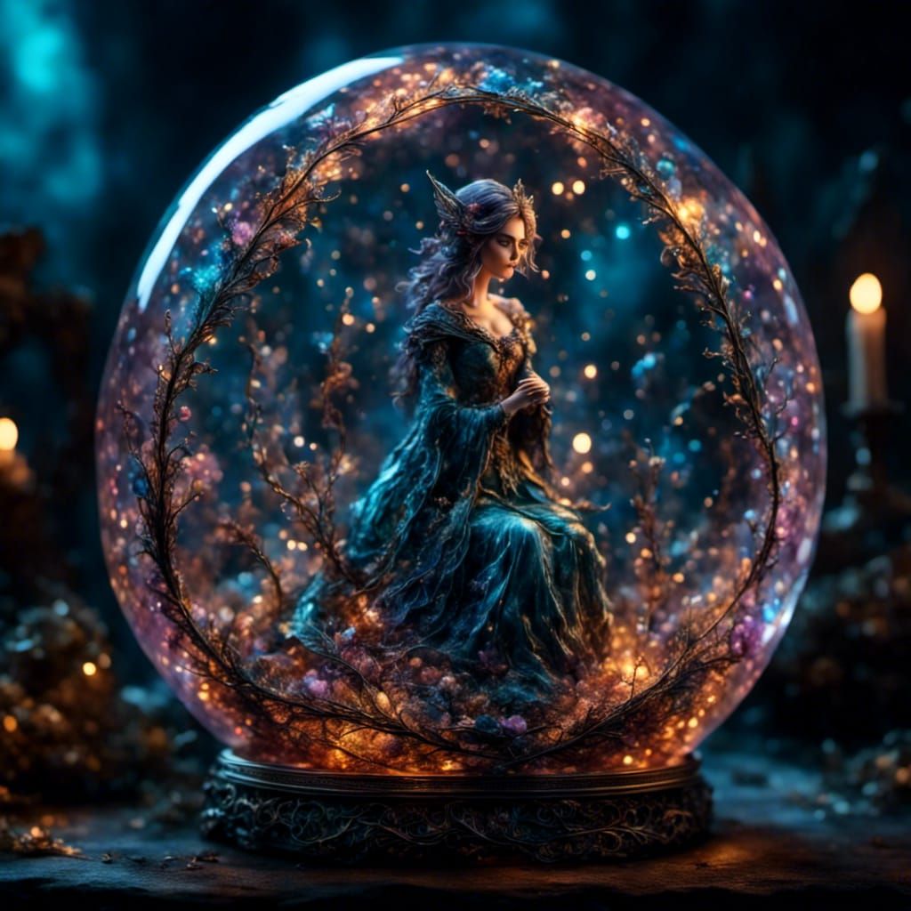 Enamelled Glass Elf Figurine with Intricate Details