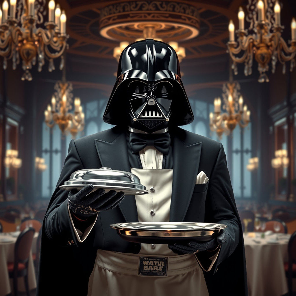 Darth Vader as Waiter in Tuxedo