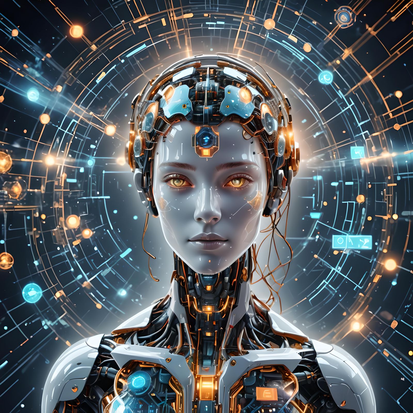 AI Automation Concept: Holographic Cosmic Illustration