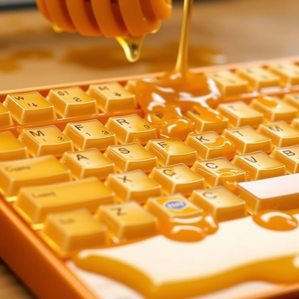 Dripping Honey Keyboard With See-Through Gooey Keys