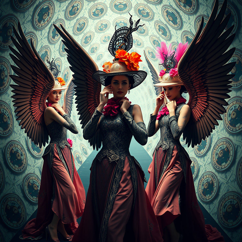 Neo-Victorian Winged Fashion in Dada-Inspired Surrealism