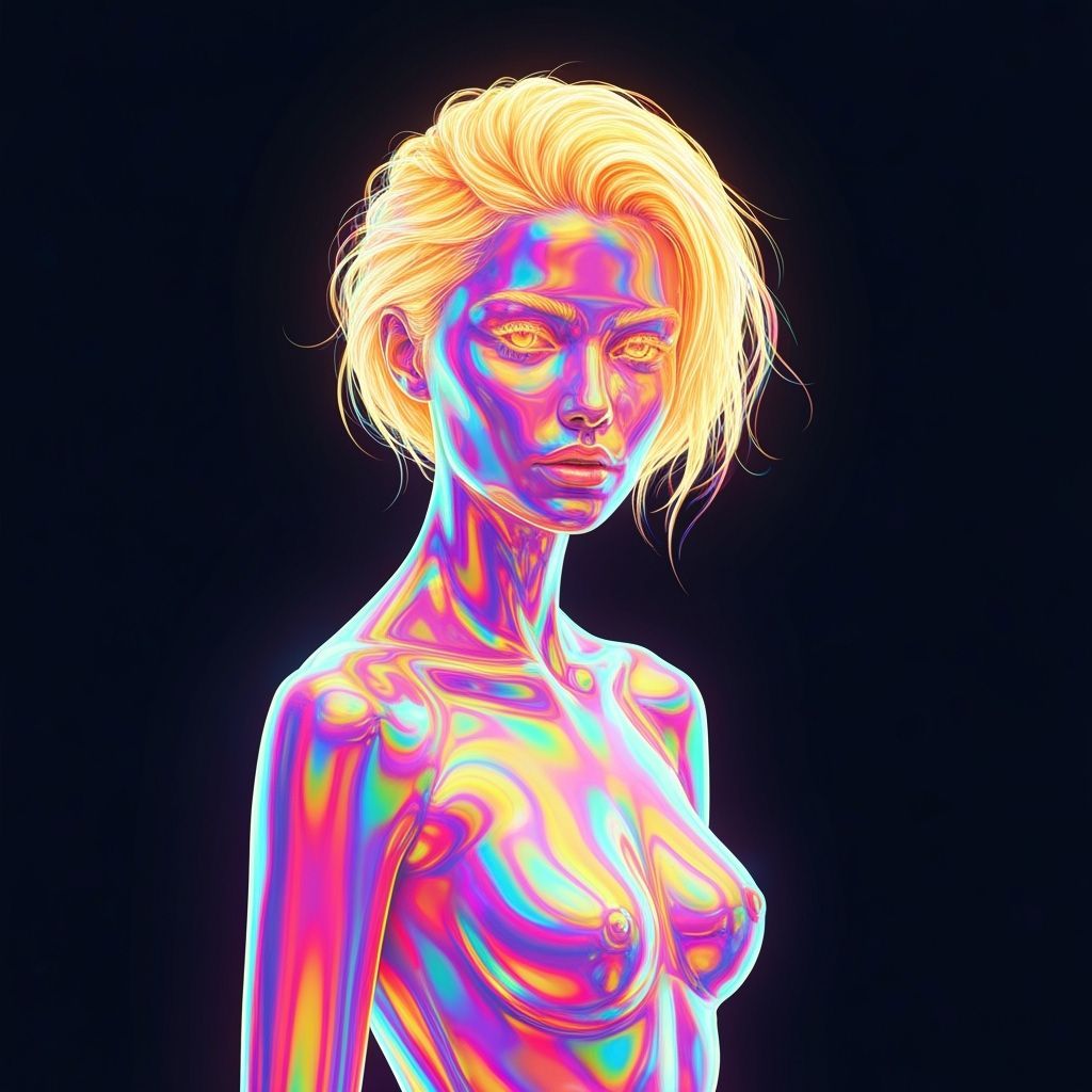 Glowing Liquid Nylon Woman in Ethereal Digital Art