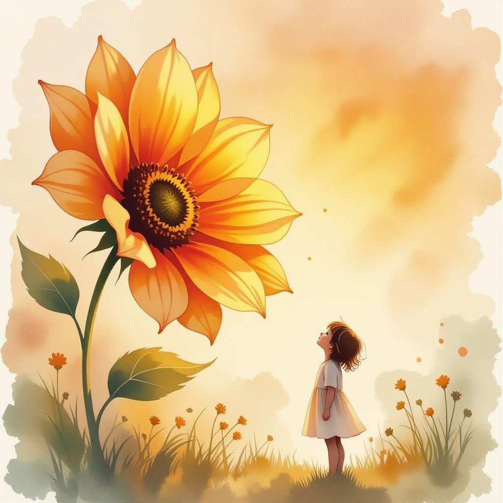 Innocent Wonder in Vibrant Watercolor