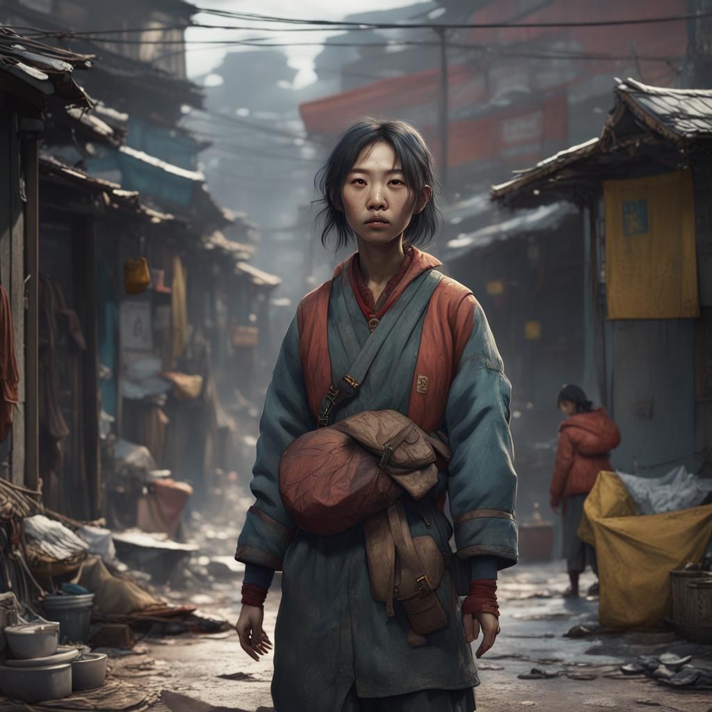 Detailed Matte Painting of a Korean Girl