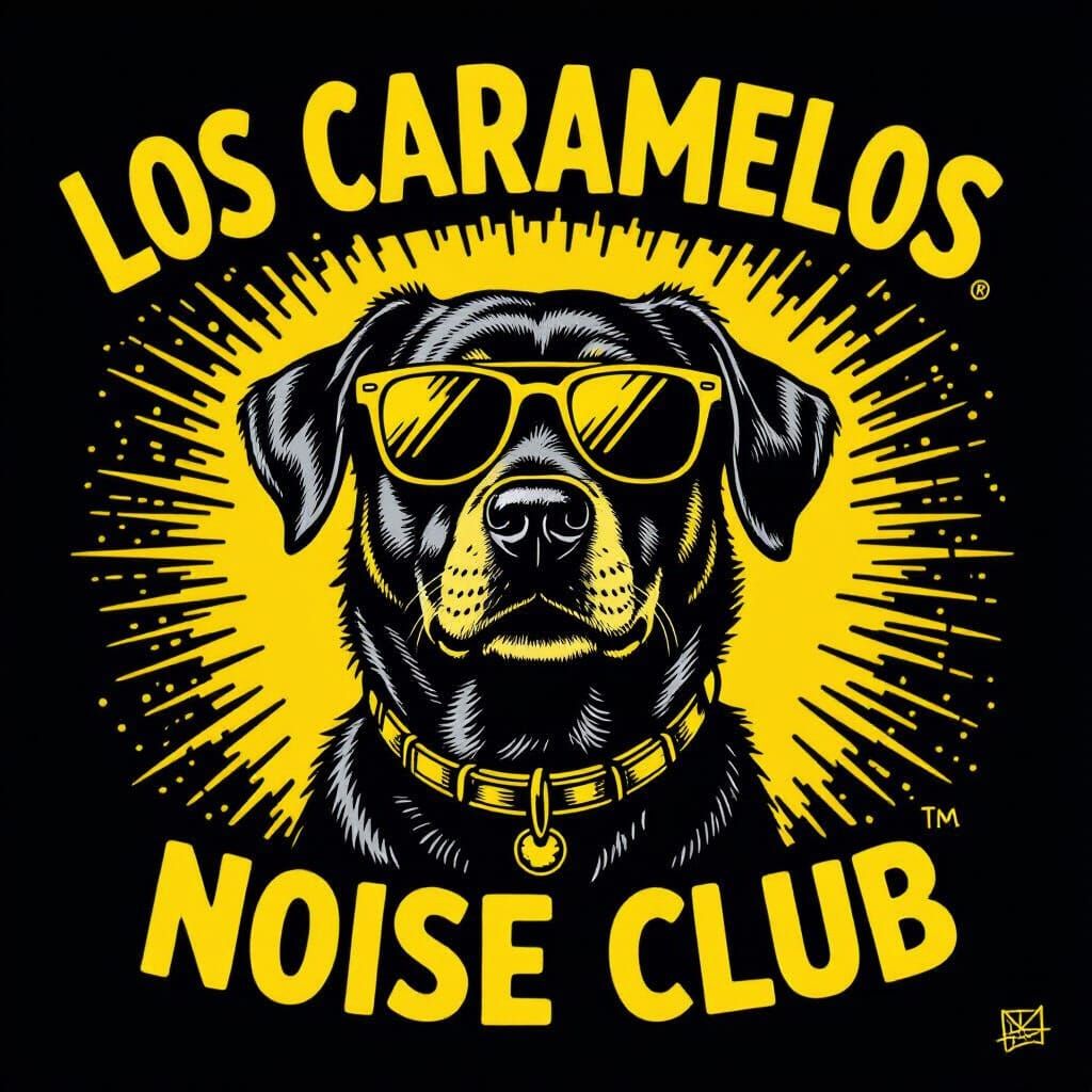 Cool Rock Star Dog Logo in Charcoal Drawing Style