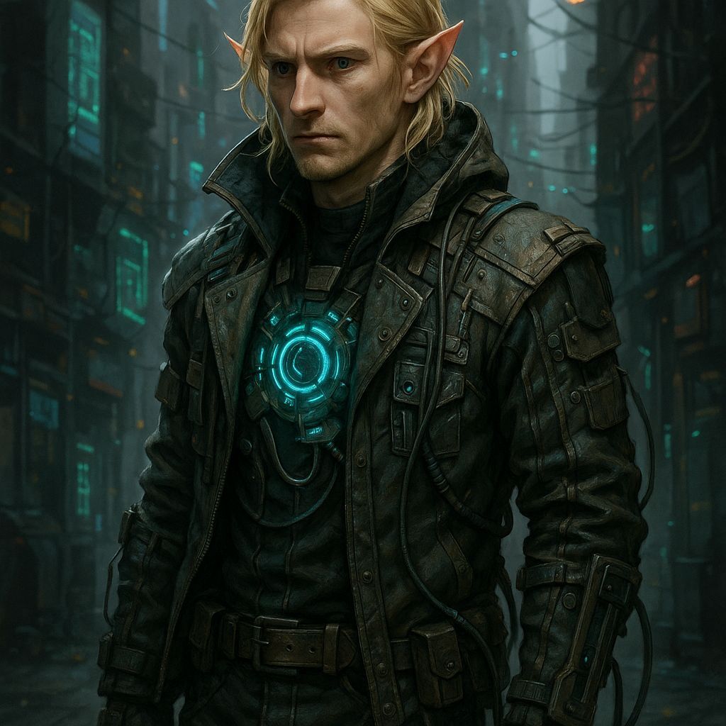 Shadowrun Male Elf Cybermystic with Blonde Hair