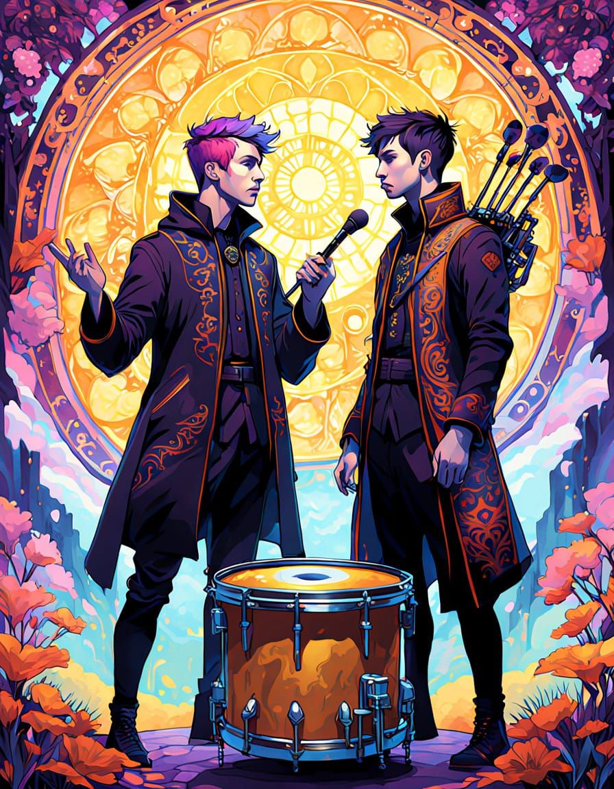Twenty One Pilots in Dark Fantasy Art Nouveau Style