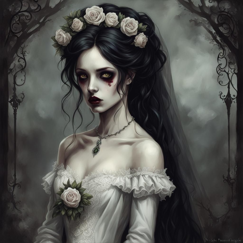 Melancholic Zombie Bride in Victoria Frances Style