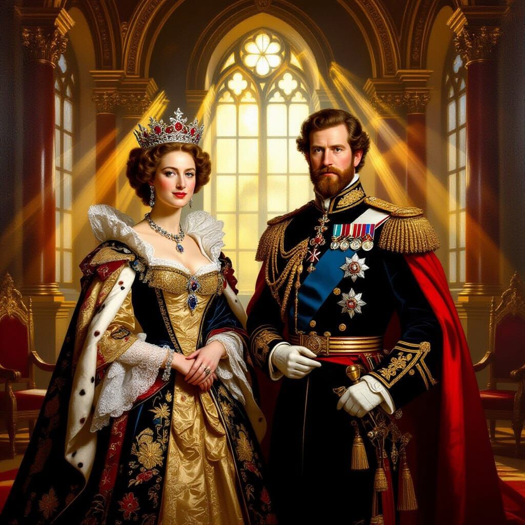 Regal Queen Carmella and King Charles in Baroque Style