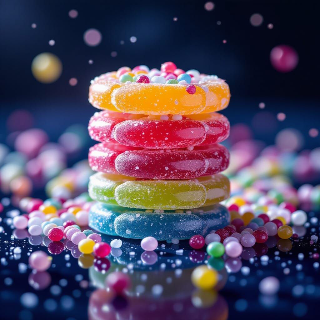 Hyperrealistic Candy with Striking Colors in HDR