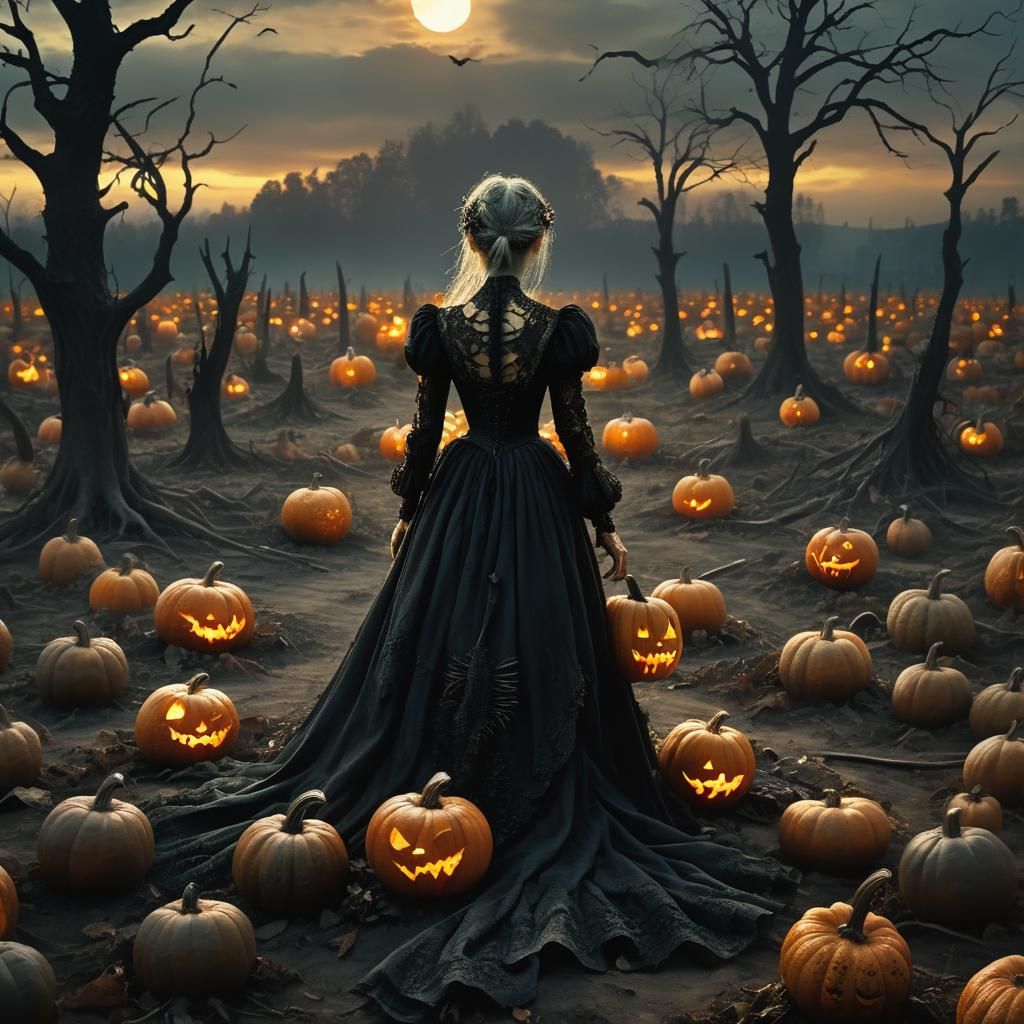 Victorian Zombie in Haunted Pumpkin Patch