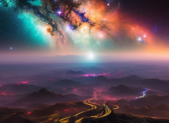 Futuristic Mars City Amidst Cosmic Nebula