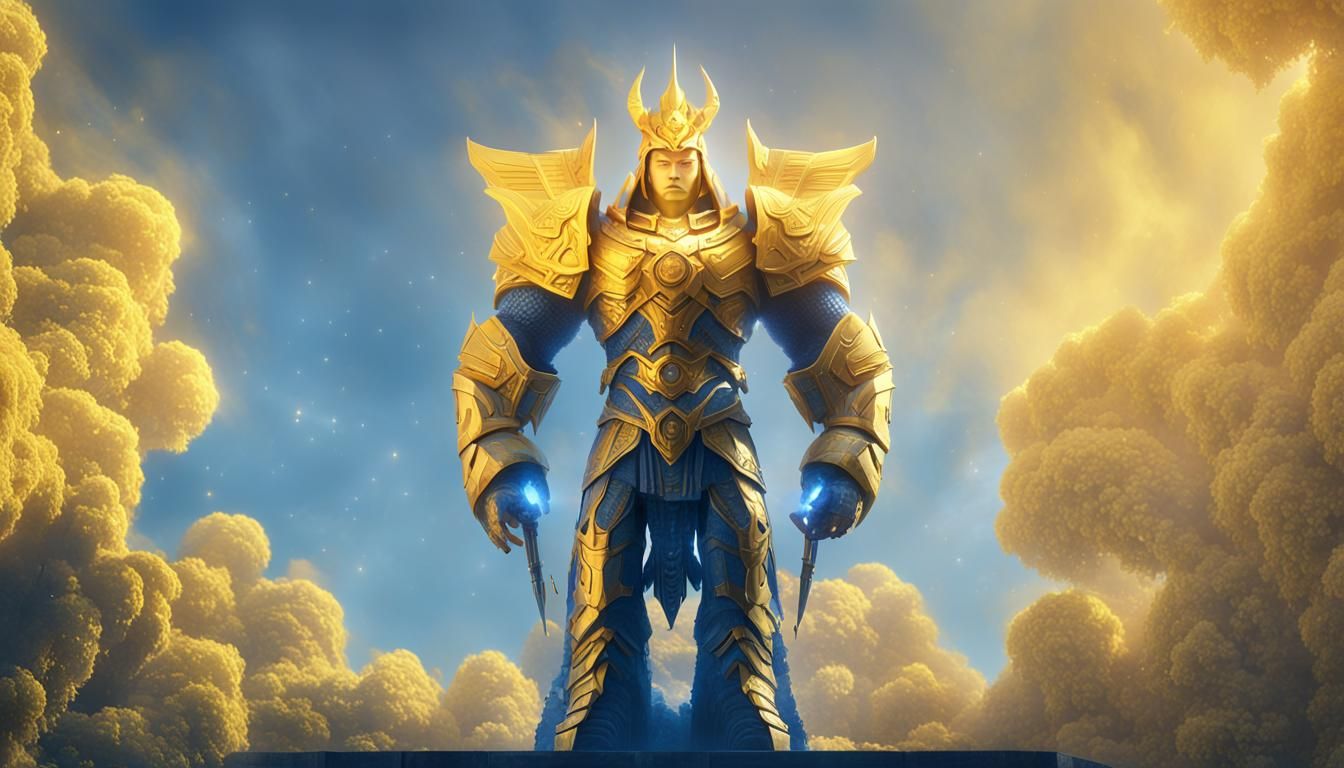 Crystalline Armored Deity Radiating Power