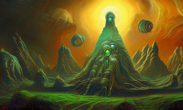 Ancient Alien Race in Psychedelic Sci-Fi Concept Art