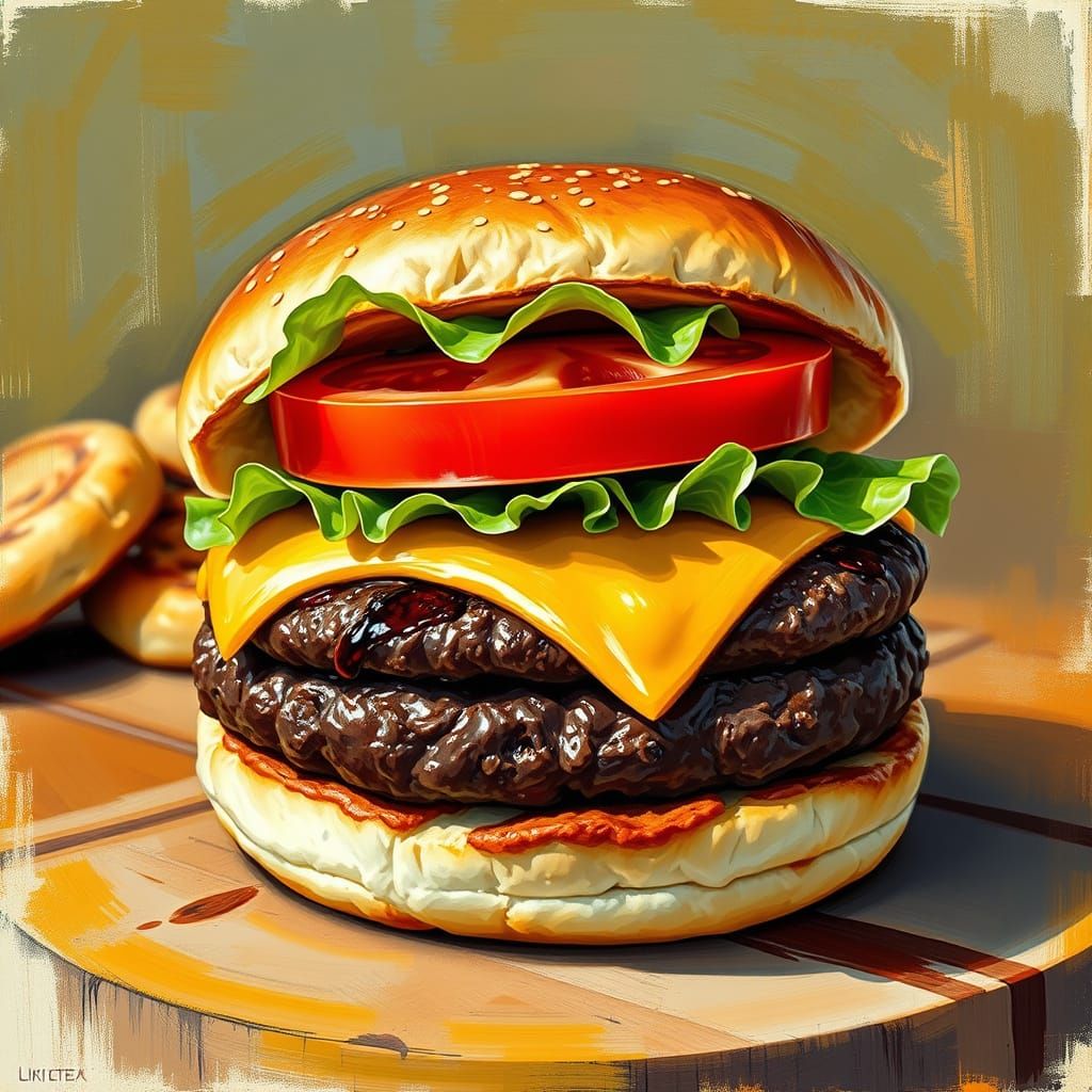 Succulent Burger in Vibrant Americana Style