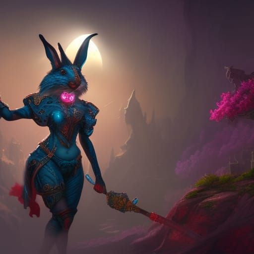 Evil Bunny Goddess: Detailed Fantasy Concept Art