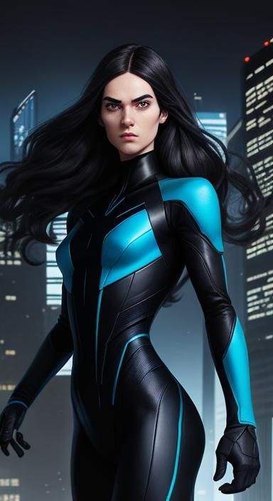 Androgynous Figure in Comic Book Style with Blue Light