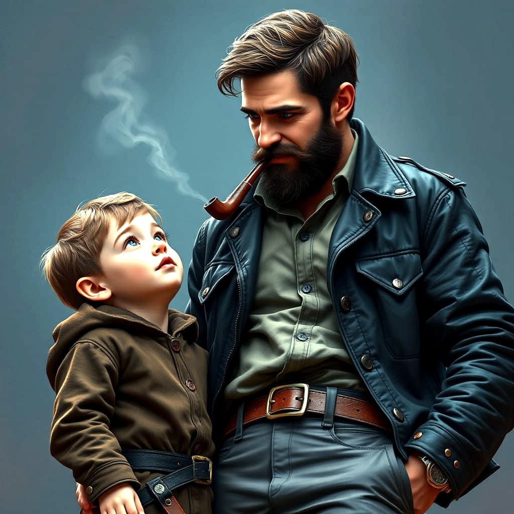 Vintage Father and Son Fantasy Portrait in Deep Color