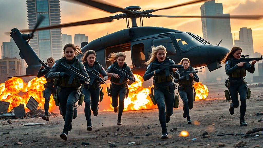 Elite Female Squad Charges Helicopter in War Zone