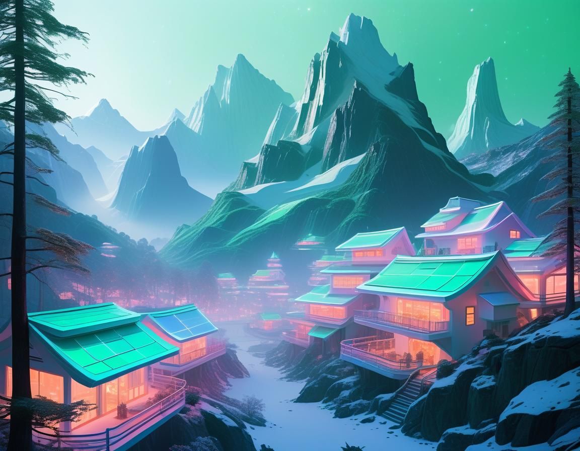 Cosmic Santa's Village: Digital Matte Painting