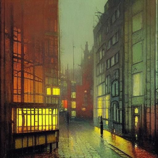 Night City Street View in Abstract Style