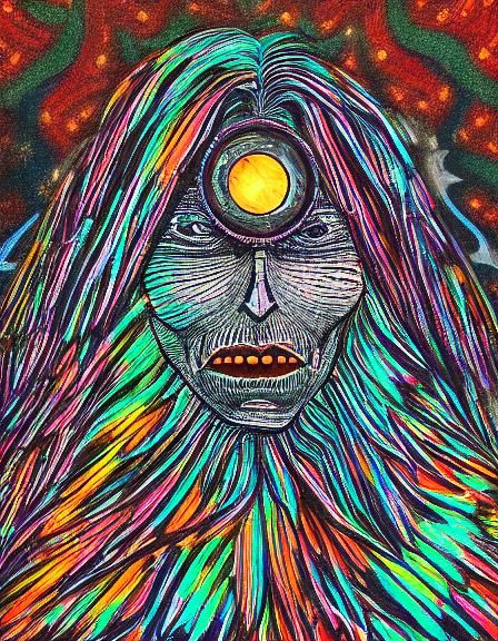 Vampire in Coffin: Holographic Astral Illustration