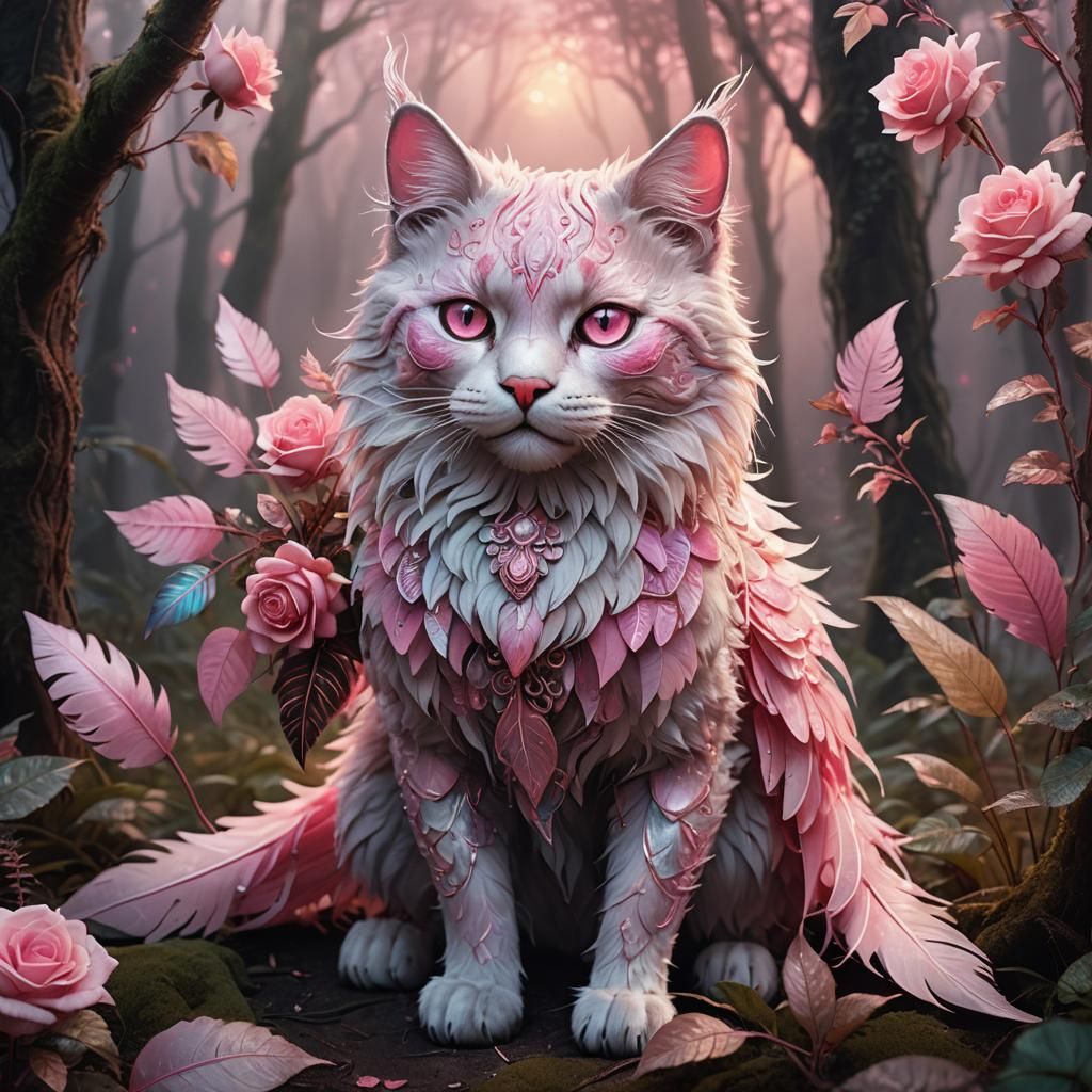 Pink Panther Cat Handbag in Mystical Forest