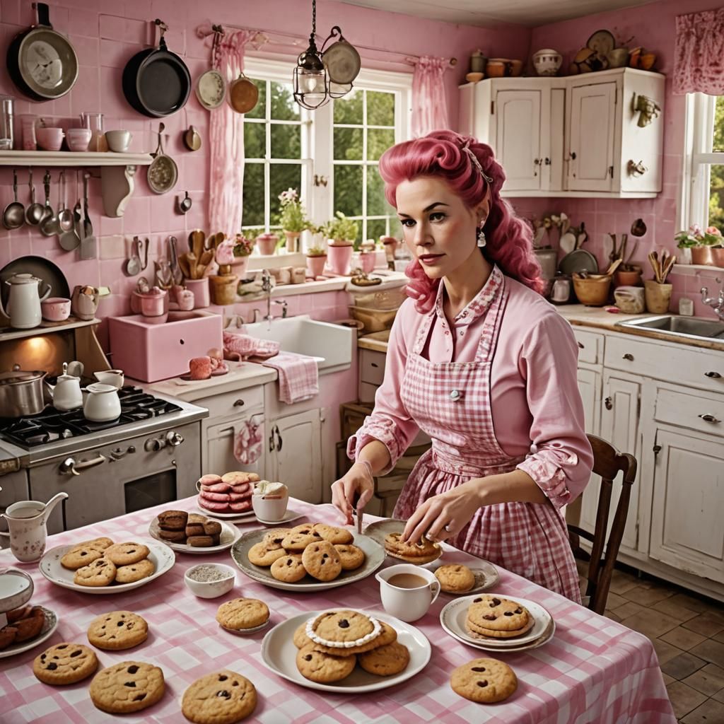 Pink Shabby Chic Kitchen with French Provincial Table
