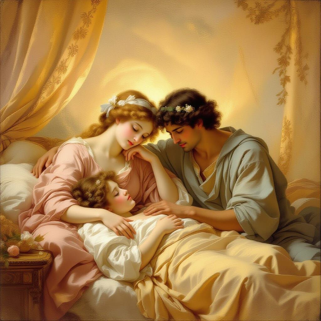 Hypnos and Night Watch Over Sleeper in Romantic Style