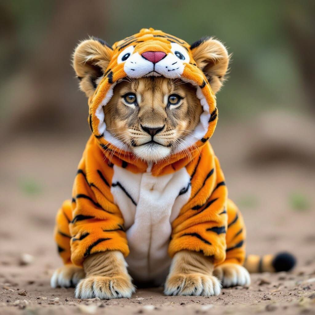 Lion Cub Dressed as a Tiger