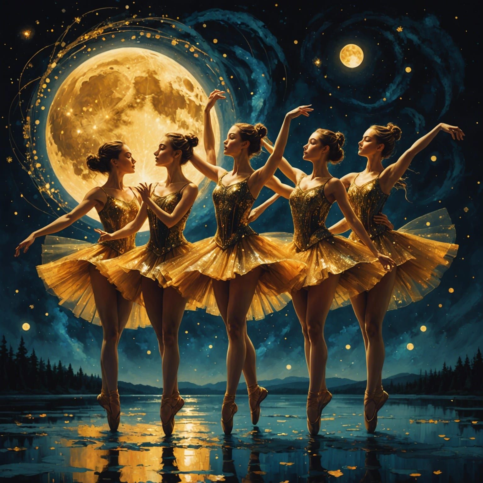 Elemental Ballerinas Dancing on the Moon