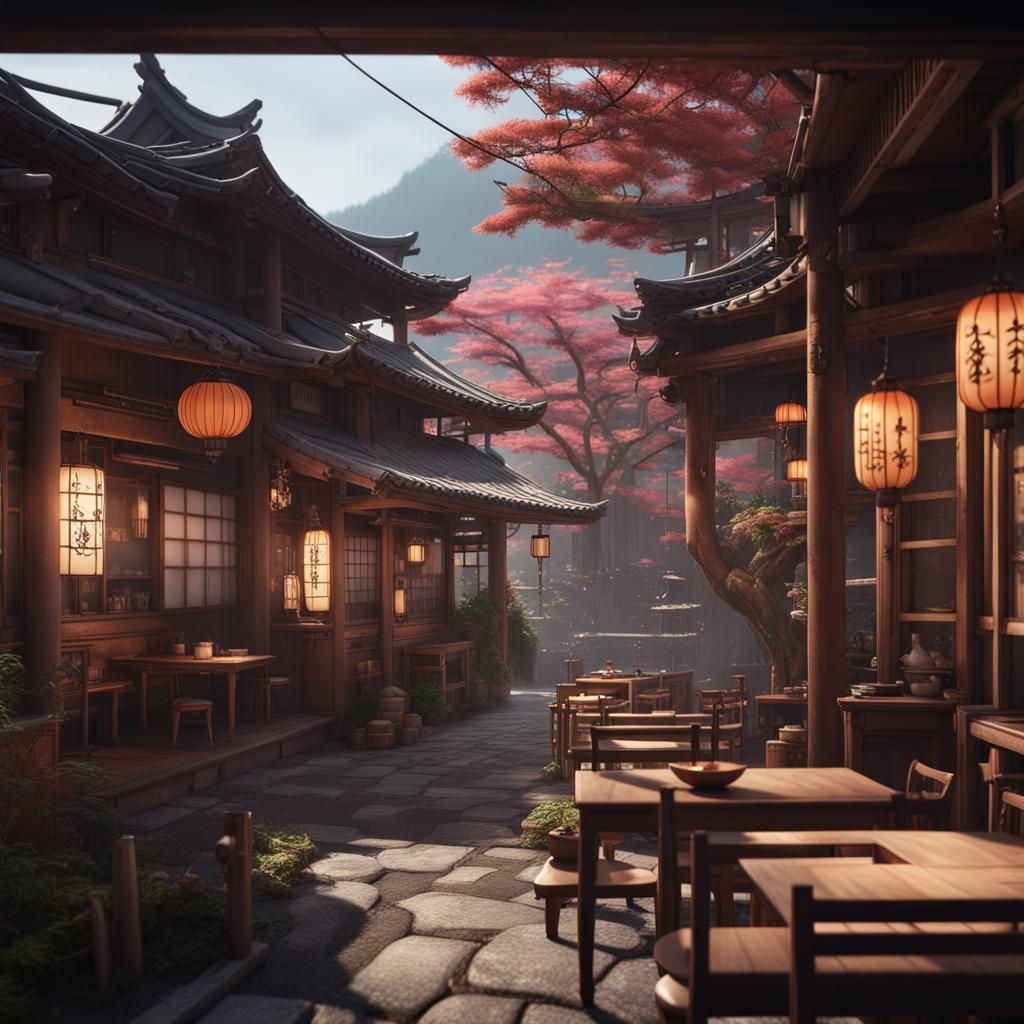 Aesthetic and Peaceful Cafe in Old Japan