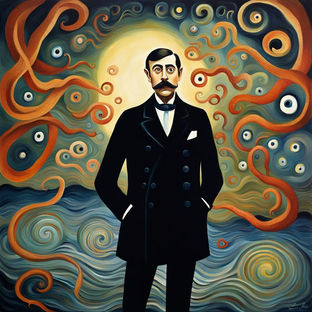 Cartoon Octopus Meets Marcel Proust in Comic Style