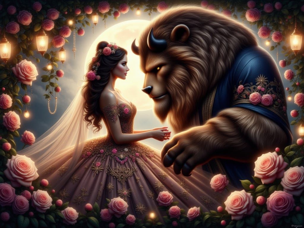 Enchanting Beauty and Beast in Whimsical Arcadia Style