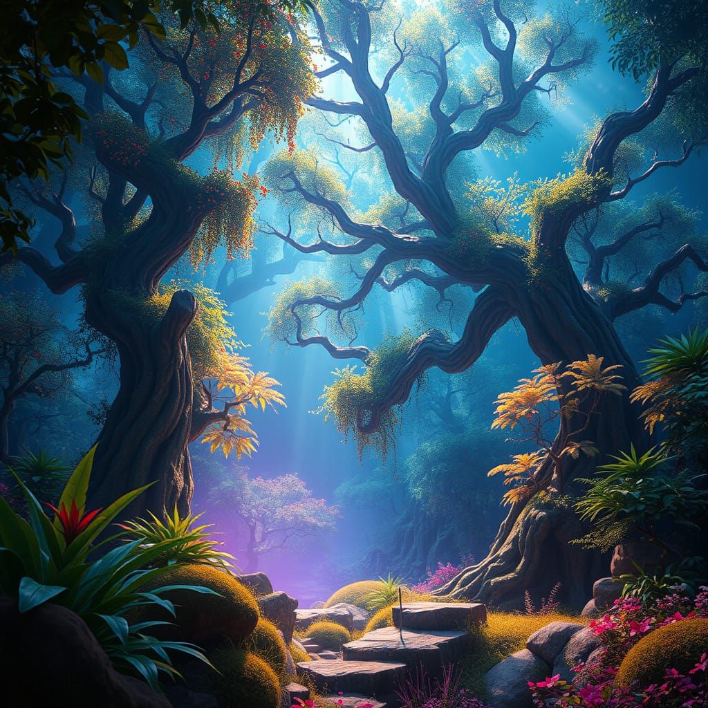 Whispering Enchanted Forest in Ethereal Light