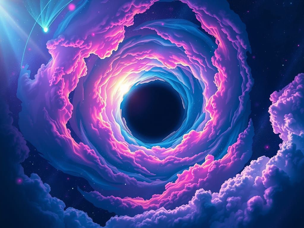 Cosmic Dreamscape Unfolds Around a Glowing Black Hole