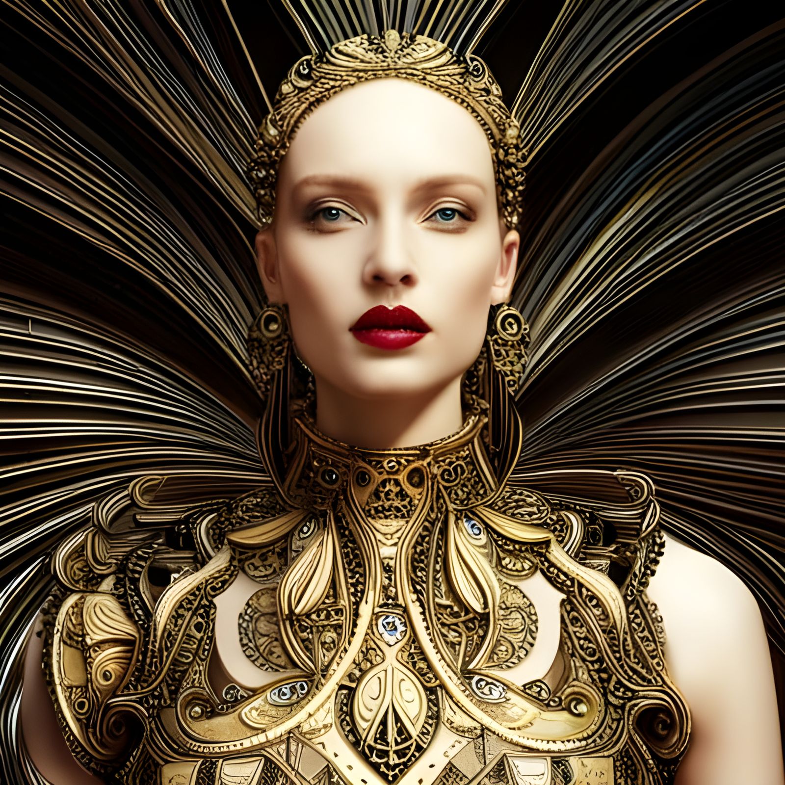 Cybernetic Aristocrat Portrait in Baroque Gothic Style