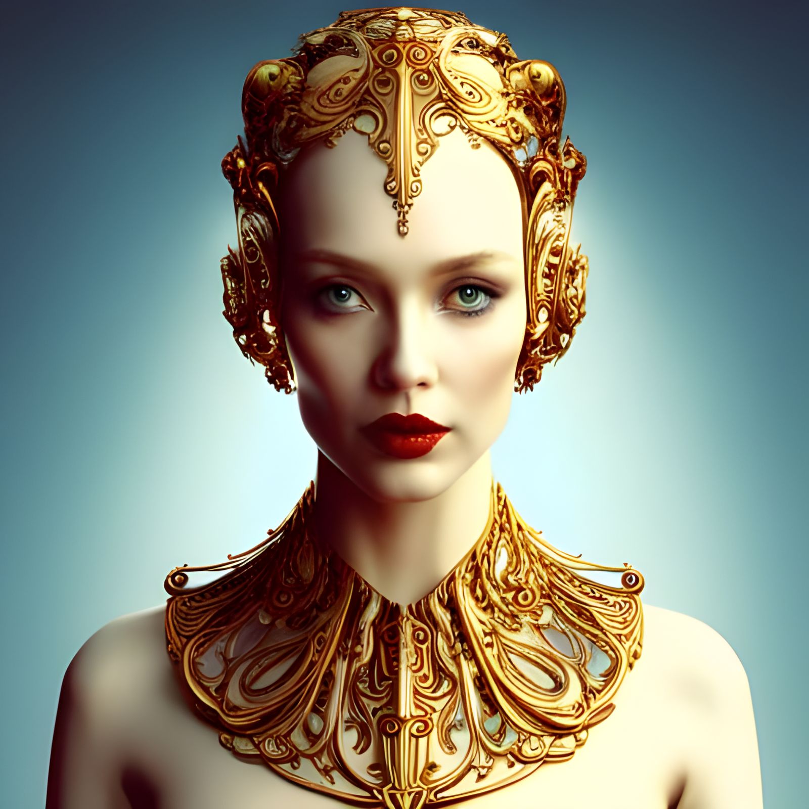 Cybernetic Aristocrat Portrait in Baroque Gothic Style