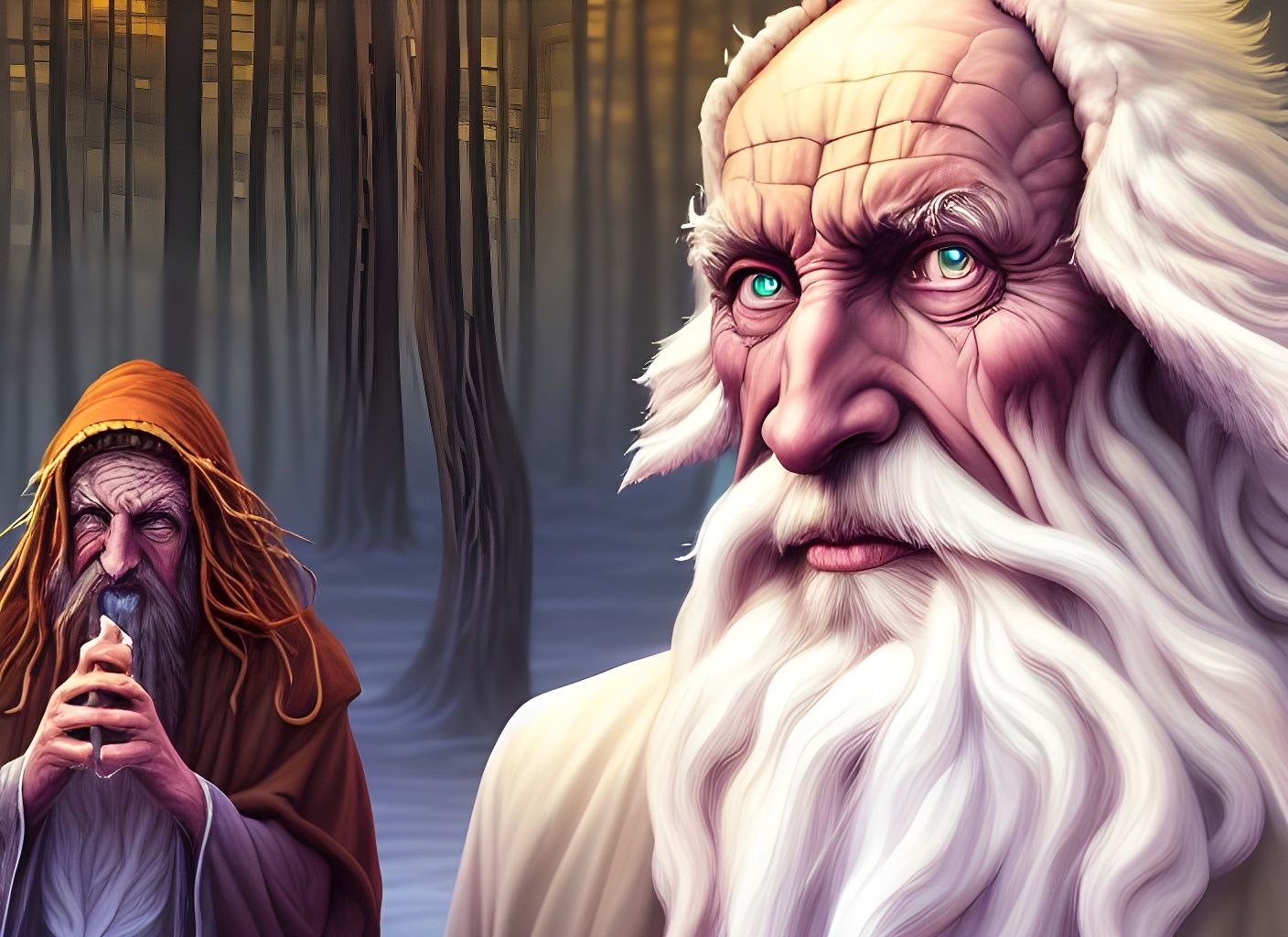 Old Druid in a Forest, Digital Art