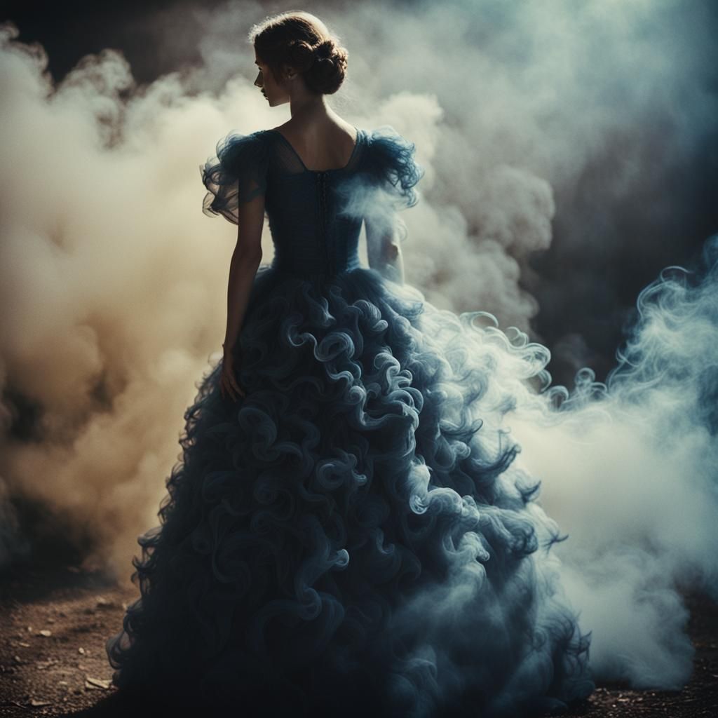 Ethereal Smoke Dress in Cinematic Style