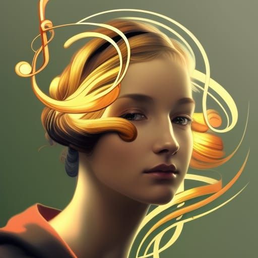 Painter Creating Music Notes in Hyperdetailed Portrait